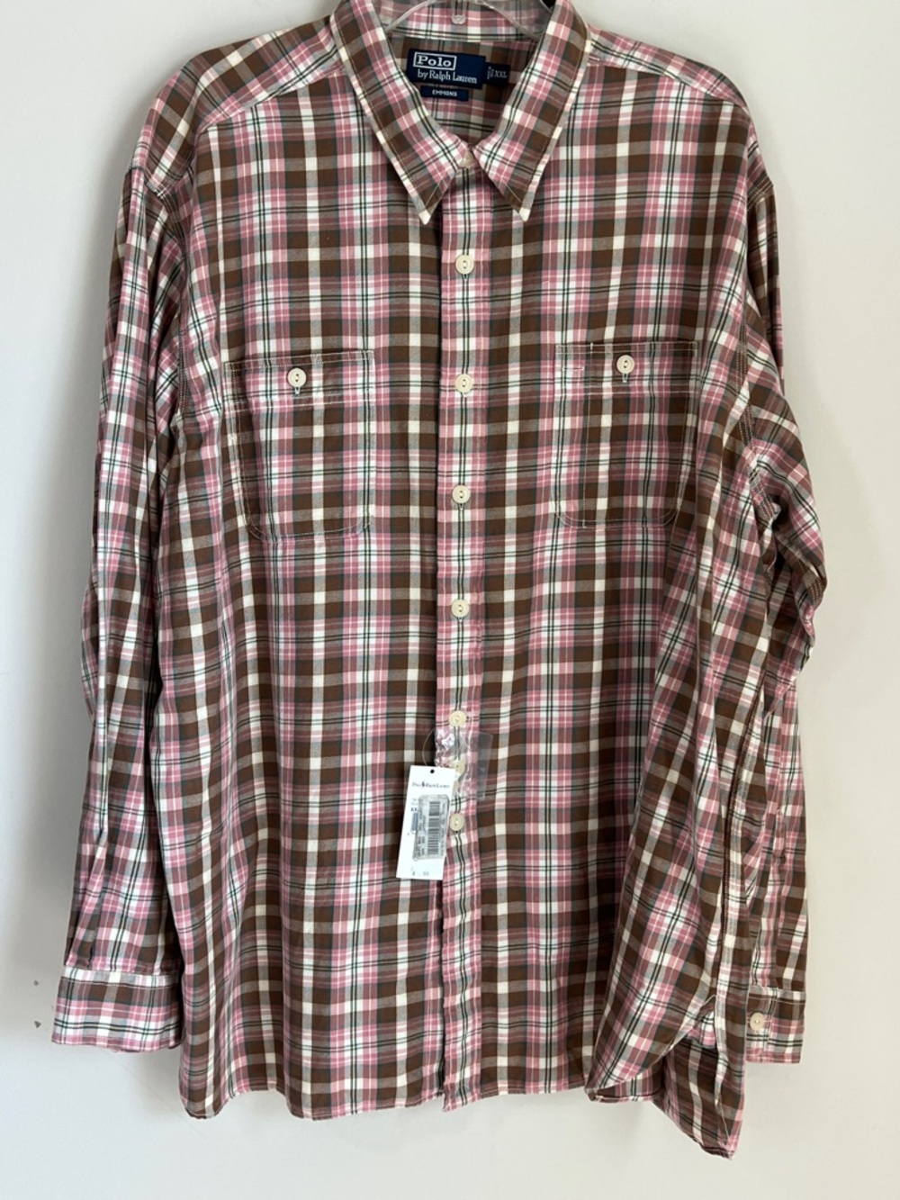 NEW Polo Ralph Lauren Vintage Emmons Shirt Brown Pink Plaid Mens XXL 2X